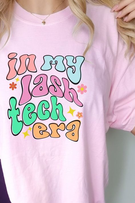 Lash Tshirt Ideas, Lash Artist Tshirt, Lash Tech Merch, Lash Shirts, Font Outline, Big Sister Shirts, Eyelash Technician, Little Sister Gifts, Girls Sister