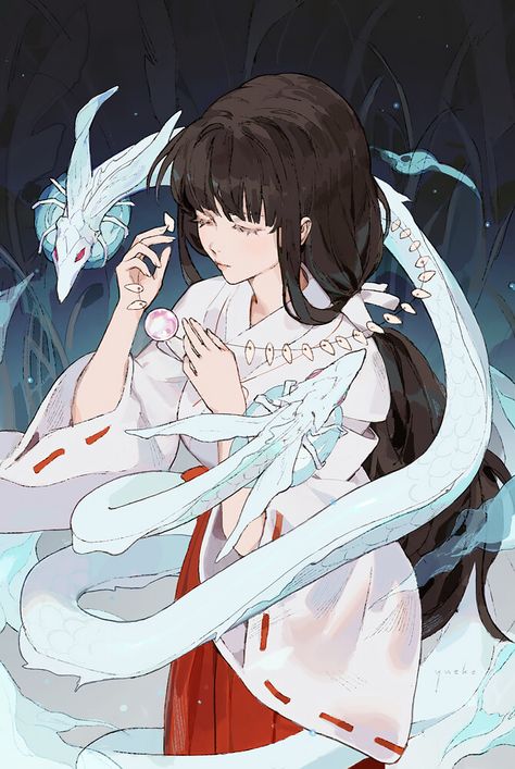 ArtStation - kikyo, Jiayue Wu Inuyasha And Kikyo, Inuyasha Fan Art, Inu Yasha, Japanese Animated Movies, Kagome Higurashi, Japanese Animation, Fanarts Anime, Inuyasha, Animated Movies