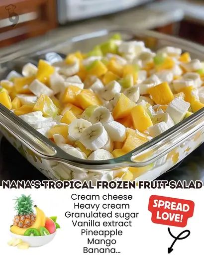 Nana’s Tropical Frozen Fruit Salad Frozen Fruit Salad, Salad Cream, Chopped Pineapple, Fruit Salad Easy, Sugar Love, Salad Easy, Cream Cheese Spreads, Instant Recipes, Entree Recipes