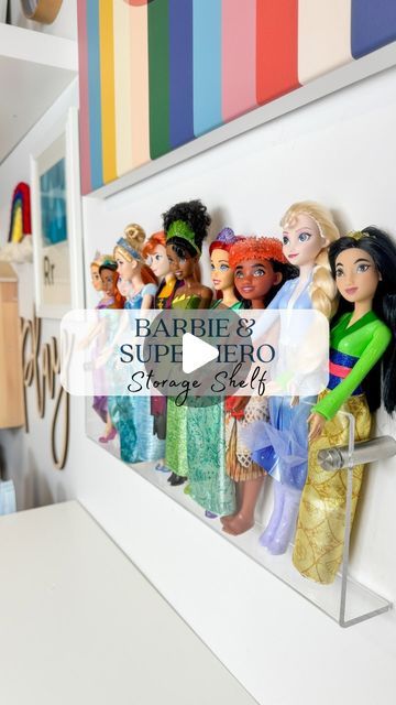 46K views · 1.7K likes | Courtney Bavis - PLAYROOM inspo on Instagram: "➡️Comment “SHELF” & I will automatically DM you the 🔗! This shelf comes in 2 or 3 packs and looks so great stacked one on top of the other. I have measured these shelves specifically to fit the feet of the large action figures. Enjoy! . . . . . #playroom #playroominspo #playroomdecor #playroomideas #playroomorganization #playroomgoals #playroomstorage #kidsplayroom #ikeaplayoom #kidsroom #kidsroominspo #playroominteriors #kidsroomideas #momhack #momsofinsta #barbiestorage #barbieorganization #toyorganization" Action Figure Organization, Action Figure Shelves, Action Figure Storage Ideas, How To Organize Barbies, Barbie Shelves, Organization Ideas For Toys, Action Figure Shelf, Action Figure Display Ideas, Barbie Organization Ideas