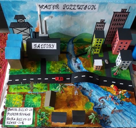 Water pollution project Water Pollution Project, Pollution Photography, Water Pollution Poster, Air Pollution Project, Pollution Project, Land Pollution, Pollution Activities, Science Project Models, Science Exhibition Projects