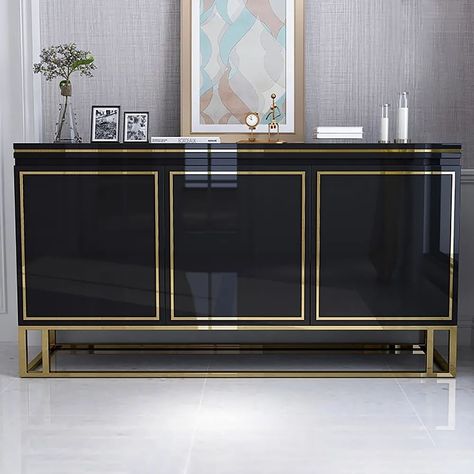 Black Wood Sideboard, Wood Sideboard Buffet, Modern Kitchen Storage, Side Board, Living Essentials, Buffet Cabinet, Design Essentials, Wood Sideboard, Sideboard Cabinet