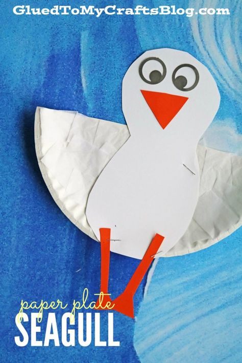 Seagull Craft, Beach Theme Preschool, Beach Crafts For Kids, Ocean Animal Crafts, June Crafts, Beach Themed Crafts, Paper Plate Crafts For Kids, Summer Crafts For Kids, Ocean Crafts