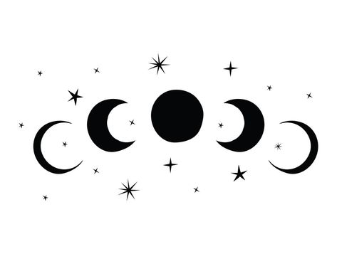 Lunar Phases Tattoo Minimalist, Phases Of The Moon Outline Tattoo, Lunar Moon Tattoo, Minimalist Moon Drawing, Moon Cycle Illustration, Lunar Cycle Tattoo Minimalist, Moon Phases Tattoo Simple, Full Moon Drawing Simple, Lunar Tattoo Ideas