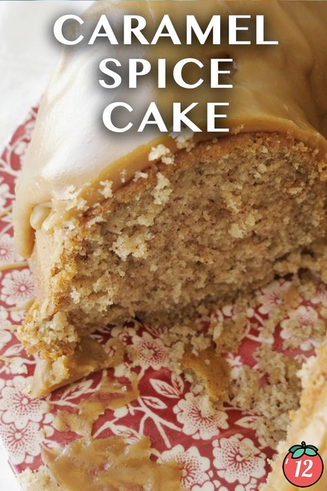 Carmel Glazed Spice Cake, Recipe Using Spice Cake Mix Recipes, Spice Cake With Caramel Icing, Boxed Spice Cake Recipes Ideas, Spice Cake With Caramel Frosting, Caramel Spice Cake, Spice Cake Mix Recipes, Spice Bundt Cake, Spice Cakes