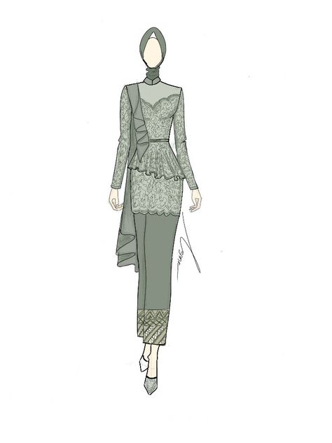 Kebaya Illustration, Gown Sewing Pattern, Kebaya Dress, Fashion Drawing Sketches, Dress Illustration, Fashion Illustration Sketches Dresses, Women Dresses Classy, Fashion Drawing Dresses, Casual Hijab Outfit