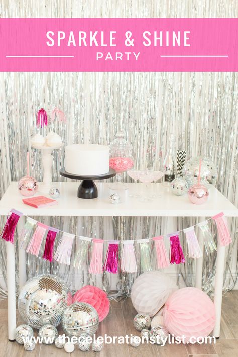 A Glam Sparkle and Shine Party by popular South Florida lifestyle blogger Celebration Stylist Sparkle Birthday Party, Glamour Party, Sparkle Party, Glam Party, Festive Crafts, Sparkle And Shine, Backyard Party, Disco Party, New Years Eve Party