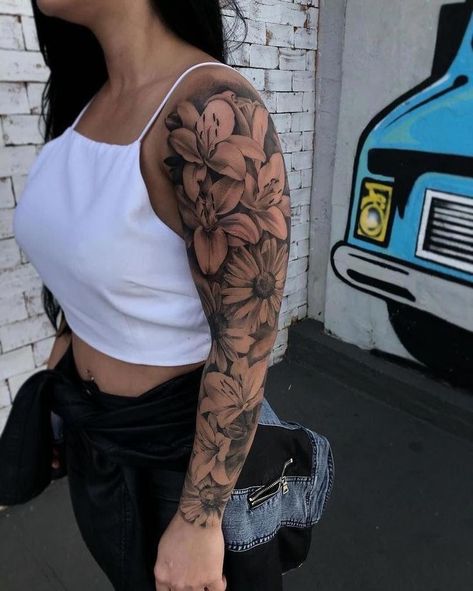 Floral Sleeve Tattoo, 24 Tattoo, Perspective Tattoos, Tattoo Mujer, Dr Tattoo, Inner Arm Tattoos, Women Half Sleeve, Arm Sleeve Tattoos For Women, Girl Arm Tattoos