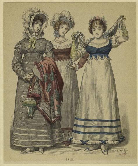 One of hundreds of thousands of free digital items from The New York Public… European Womens Fashion, Regency Fashion Women, Early 19th Century Fashion, 1820 Fashion, 1820s Fashion, History Bounding, Regency Era Fashion, Clothing Reference, 1800s Fashion