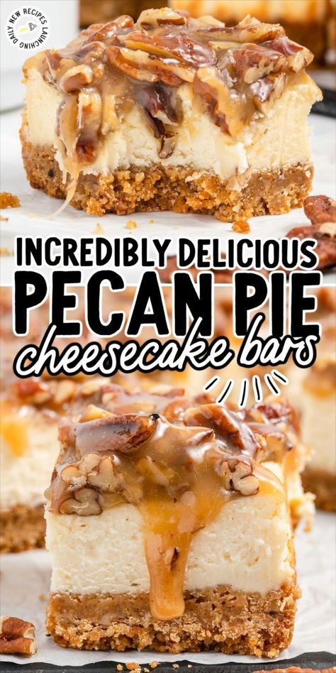 Pecan Pie Cheesecake Bars Pecan Pie Cheesecake Bars Recipe, Butter Pecan Cheesecake Recipe, Pecan Pie Topping, Gooey Pecan Pie, Pecan Cheesecake Recipes, Butter Pecan Cheesecake, Pecan Pie Cheesecake Bars, Pecan Cheesecake Bars, Pecan Pie Cheesecake Recipe