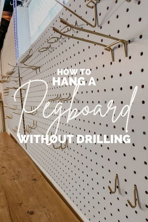 How To Install Pegboard, Hang Pegboard, French Country Crafts, Diy Peg Board, Pegboard Craft Room, Peg Board Walls, Pegboard Kitchen, Craft Organisation, Peg Wall