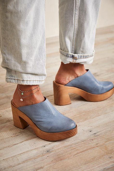 Platform Mules, Platform Clogs, Clog Heels, Wood Heel, Free People Shoes, Wooden Heel, Boot Brands, Leather Clogs, Fashion Sandals