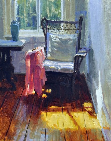 Charles Iarrobino - Chair by the Window- Oil - Painting entry - February 2015 | BoldBrush Painting Competition Outdoor Rooms, Tempera, Chair Drawing, Interior Paintings, Painting Competition, Painted Chairs, Online Painting, Oil Painting Abstract, A Chair