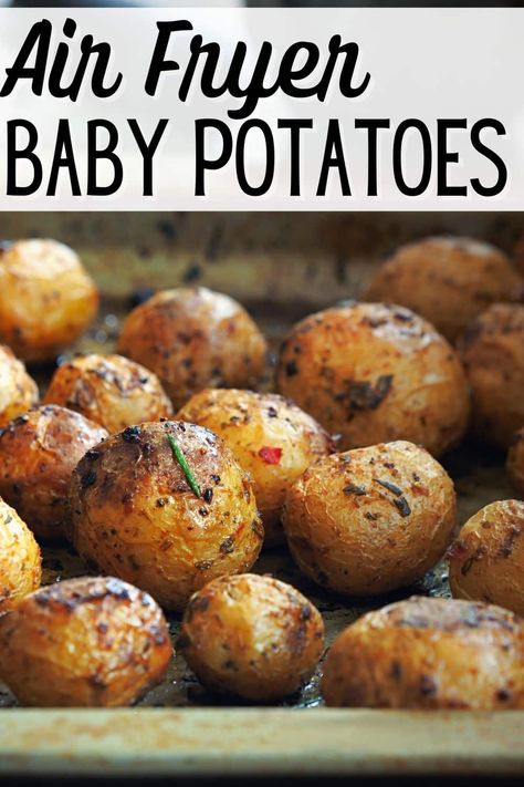 Use your air fryer to make these tender and flavorful whole roasted baby potatoes. This is the perfect side dish for any dinner, including the holidays. Everyone loves Air Fryer Baby Potatoes that are naturally vegan, vegetarian, and gluten-free. Air Fryer Recipes For Diabetics, Air Fryer New Potatoes, Airfryer Red Potatoes, Red Skin Potatoes Air Fryer, Small Potatoes In Air Fryer, Air Fryer Little Potatoes, Small Potatoes Air Fryer Recipe, Cooking Red Potatoes In Air Fryer, Small Red Potato Recipes Air Fryer