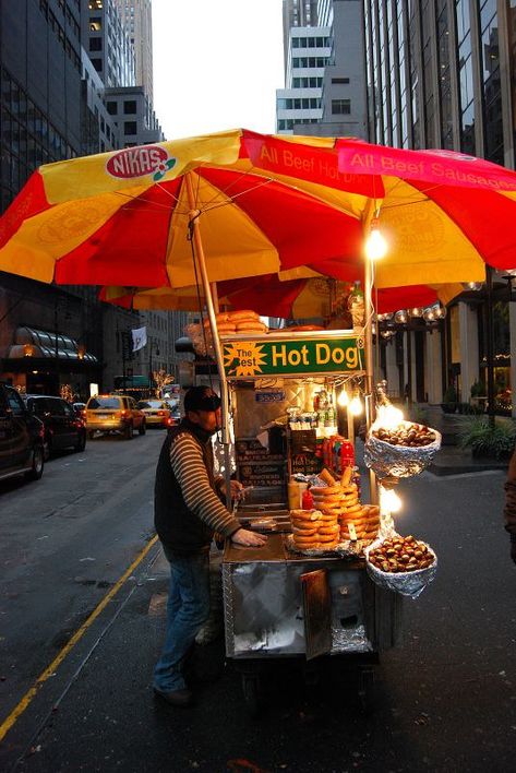 Hot Dog Cart in NYC | Flicker New York Hot Dog, Hot Dog Vendor, Dog Cart, Hot Dog Bar, Hot Dog Cart, Hot Dog Stand, New York Food, Nyc Street, Go To New York