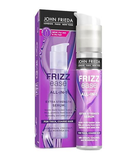 Amazon.com : John Frieda Frizz-Ease Extra Strength 6 Effect Serum, 1.69 Ounce (3 Pack) : Hair Styling Serums : Beauty & Personal Care John Frieda Frizz Ease, Thick Coarse Hair, Anti Frizz Hair, John Frieda, Moringa Oil, Glossy Hair, Coarse Hair, Frizz Control, Frizzy Hair