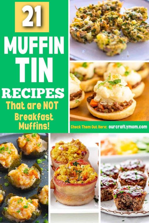 These unique muffin tin recipes go beyond traditional breakfast muffins. From appetizers to desserts, there's something for everyone! Grands Biscuit Recipes Breakfast Muffin Tins, Muffin Dinner Recipes, Thanksgiving Muffin Tin Recipes, Mini Meat Pies Muffin Tins, Mini Muffin Tin Cookie Recipes, Puff Pastry In Muffin Tins, Muffin Tin Dinner Recipes, Cupcake Tin Recipes, Mini Quiches In Muffin Tin Crustless