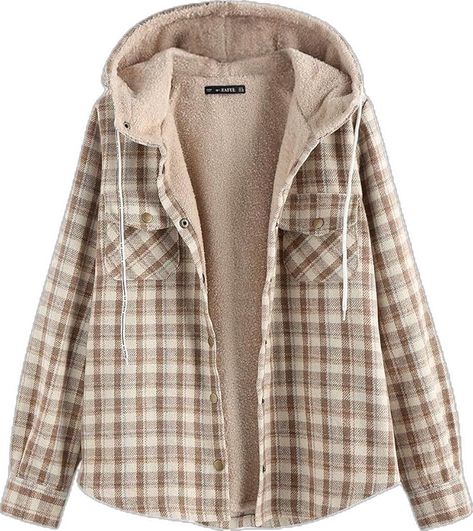 Flannel Hoodie, Fuzzy Coat, Hooded Flannel, Fall Fit, Flannel Jacket, Fashion Capsule, Cute Jackets, Winter Jackets Women, Womens Fleece