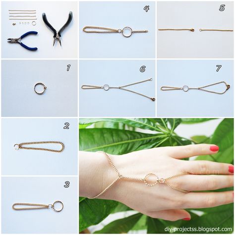 Ring Bracelet DIY Feet Jewellery, Hand Bracelet With Ring, Jóias Body Chains, Jewels Diy, Hand Chain Bracelet, Diy Ring, Wire Jewelry Designs, Bracelet Diy, Diy Rings