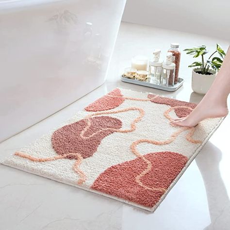 Elegant Bathroom Rugs, Ad Bathroom, Pink Bathroom Rugs, Green Bathroom Rugs, Fun Bath Mats, Beige Bathroom Decor, Boho Bathroom Rug, Garden Christmas Decor, Gold Bathroom Decor