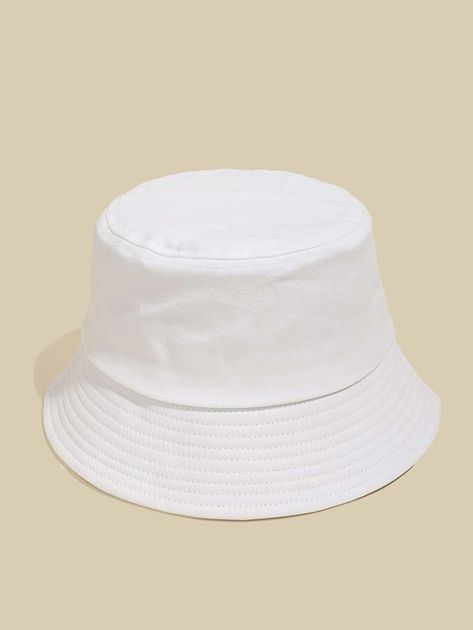 Plain Bucket Hat | SHEIN USA Cute Bucket Hats, Bucket Hat Fashion, White Bucket Hat, Bucket Hat Women, Chain Belts, Cute Hats, Shein Style, Trendy Fashion Women, White Casual