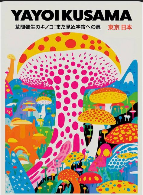 Mushrooms Poster, Yayoi Kusama Pumpkin, Photowall Ideas, Mushroom Poster, Japanese Pop Art, Art For Home Decor, Pop Art Posters, Mushroom Design, Yayoi Kusama