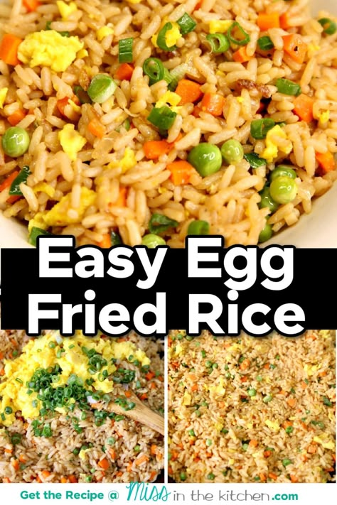 Easy Egg Fried Rice is a super quick recipe made with long grain white rice, carrots, peas, onions and scrambled eggs with a light soy sauce glaze. Perfect for busy weeknights and even better than take-out. Easy Egg Fried Rice, Fried Rice Seasoning, Long Grain White Rice, Egg Rice, White Rice Recipes, Veggie Fried Rice, Fried Rice With Egg, Crispy Egg, Egg Fried Rice