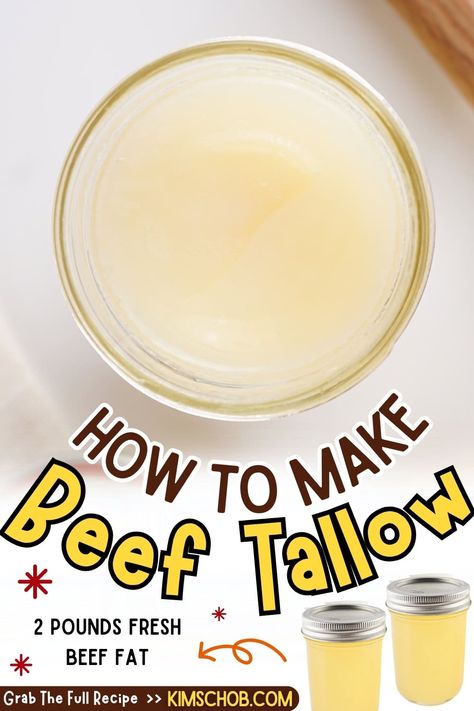 Discover how to make homemade beef tallow with this simple recipe. Learn about the history, health benefits, and versatile cooking uses of beef tallow. Perfect for those interested in traditional cooking and healthy fats! Beef Fat Into Tallow, How To Make Beef Tallow For Cooking, Beef Tallow Balm, Homemade Beef Tallow, Rendering Beef Fat For Tallow, Cooking With Tallow, Cooking With Beef Tallow, Making Beef Tallow, How To Make Beef Tallow