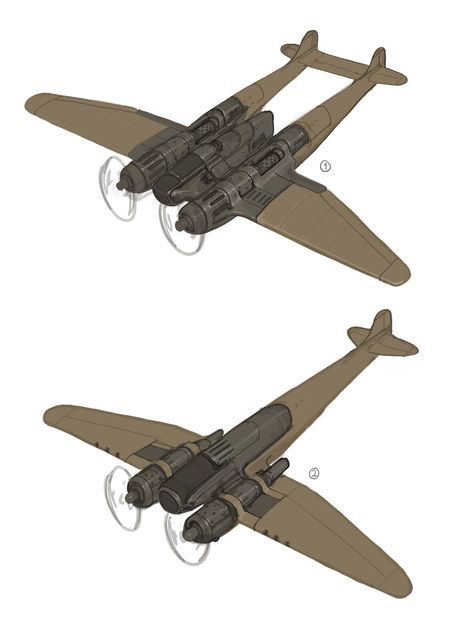 Ww2 looking planes, Julian Holm on ArtStation at https://www.artstation.com/artwork/aRmVXk Dieselpunk Vehicles, Steampunk Vehicle, Flying Vehicles, Military Drawings, Plane Design, Starship Design, Airplane Art, Iron Heart, Military Design