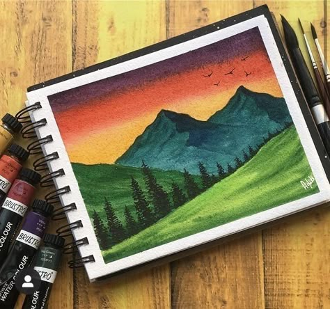 Sky Art Painting, Simple Canvas Paintings, Point Perspective, Oil Pastel Art, Abstract Art Painting Diy, Landscape Art Painting, Painting Art Lesson, Small Canvas Art, Watercolor Art Lessons