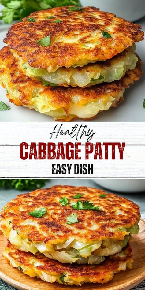 Quick Cabbage Patties Recipe Ingredients: 2 cups finely shredded cabbage 1 large egg 1/2 cup all-purpose flour 1/4 cup grated cheese (optional, for added flavor) 1 small onion, finely chopped 2 cloves garlic, minced Salt and pepper, to taste Olive oil or vegetable oil for frying #Cabbage #Patties Shredded Cabbage Recipes, Cabbage Patties, Easy Cabbage Recipes, Fried Cabbage Recipes, Cabbage Side Dish, Cabbage Recipes Healthy, Veggie Cakes, Shredded Cabbage, Vegetable Side Dishes Recipes