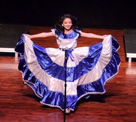 El Salvador Clothes, Cultural Outfits, International Party, Latina Magazine, Mexican Fashion, Perfect Blue, Delicate Embroidery, National Dress, Hispanic Heritage Month