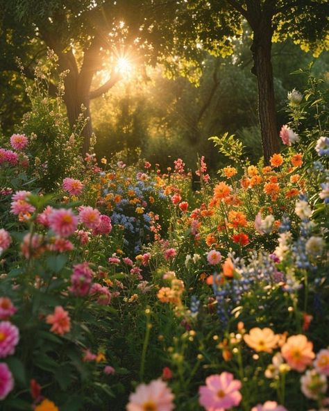 Ethereal Widget, Summer Garden Aesthetic, Vibey Aesthetics, Spring Widgets, Spring Core, Beautiful Flower Garden, Pretty Views, Meadow Garden, Pretty Landscapes