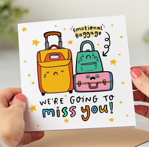 Emotional Baggage Funny Leaving Card Leaving New Job Card - Etsy UK Memorable Office Farewell Card for Coworkers and Colleagues Bye Cards For Friends, Good Bye Cards For Friends Diy, Farewell Cards Diy, Farewell Card Ideas Handmade, Diy Goodbye Cards, Farewell Party Ideas, Farewell Greeting Cards, Funny Leaving Cards, Funny Cards For Friends