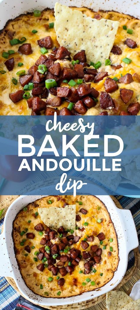 Cajun Appetizers, Andouille Sausage Recipes, Sausage Appetizers, Sausage Dip, Cheesy Dip, Cajun Dishes, Mardi Gras Food, Louisiana Recipes, Appetizers Recipes