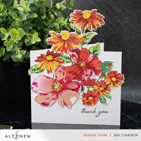 Altenew's 1oth Anniversary - Flourishing Garden - Bibi Cameron Butterflies Stencil, Bibi Cameron, Bubble Painting, Altenew Cards, How To Make An Envelope, Envelope Punch Board, Cardmaking And Papercraft, Red Ink, Garden Crafts