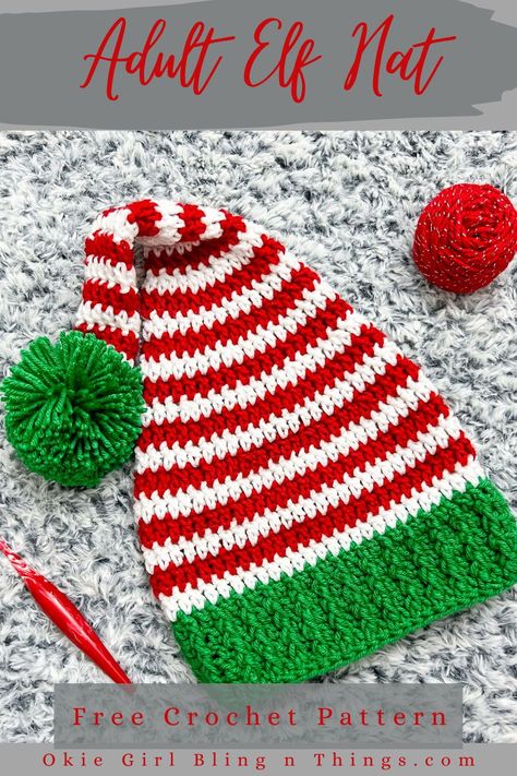 Crochet Pixie Elf Hat Pattern Free, Crochet Christmas Scarves Free Patterns, Crochet Christmas Beanies Free Pattern, Crochet Kids Christmas Hats, Chunky Crochet Santa Hat, Santa Crochet Hat Pattern Free, Crochet Stocking Cap Pattern, Crochet Cindy Lou Who Hat, Elf Hats Crochet