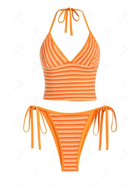 PRODUCT DESCRIPTIONFeatures:Wire Free,Padded (Removable Pads),LinedMaterial:Polyester,SpandexNeckline:HalterPattern Type:StripedSwimwear Category:Tankini SetType:Tank Style SwimwearFabric Stretch:High Stretch Modest Bikinis For Teens, Bright Swimsuit, Teen Style, Xmas Wishlist, Floral Swimwear, Neon Bikinis, Adam Cole, Beach Stuff