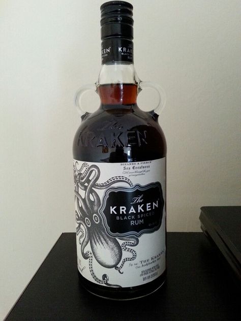 The Kraken Black Spiced Rum Kracken Rum, Rum Aesthetic, Aesthetic Bottle, The Kraken, Spiced Rum, Kraken, Macallan Whiskey Bottle, Fallout, Whiskey Bottle