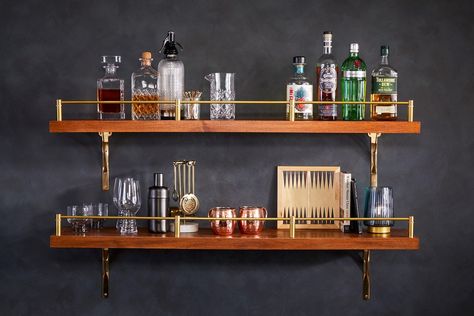 How To Build Bar Shelves Wood Bar Shelves, Build Bar, Glass Bar Shelves, Long Shelves, Shelves Organization, Mexican Kitchen, Bar Shelves, Add Storage, Mexican Kitchens