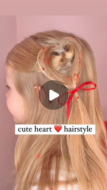 Love Is In The Hair Valentine, Cupid Hairstyle, Heart Hairstyle For Kids Easy, Heart Hairstyle, Heart Themed, Half Updo, Heart Hair, Book Week, Cute Heart