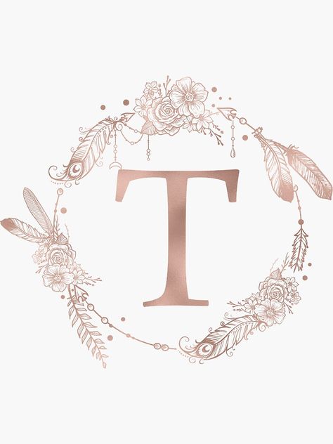 "Letter T Rose Gold Pink Initial Monogram" Sticker by naturemagick | Redbubble Magick Art, T Wallpaper, Monogram Art, Monogrammed Stationery, Monogram Stickers, Initial Monogram, Gold Monogram, Rose Gold Pink, Letter M