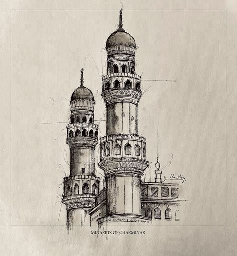 History Of Architecture Sketches, Moroccan Architecture Drawing, Old Architecture Sketch, Architecture Drawing Simple, Historical Monuments Drawing, Matka Drawing, Architecture Drawing Art Buildings, Pen Drawing Simple, Sketchbook Architecture