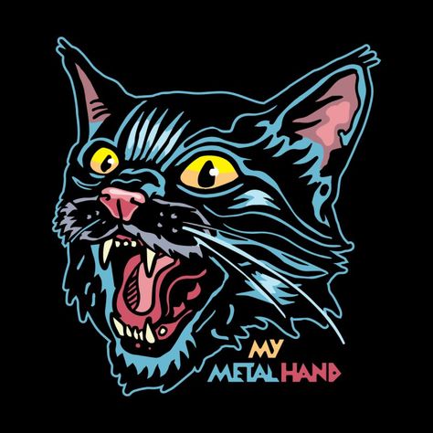 Angry Cat MMH | My Metal Hand Artist Shop Character Tattoos, Cartoon Character Tattoos, Posca Art, Cat Spray, Cat Scratch, Curious Creatures, Angry Cat, Metal Hand, Happy Cat