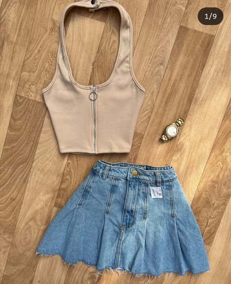 Cute Skirt Outfits, Fasion Outfits, Cute Preppy Outfits, Crop Top Outfits, Short Dresses Casual, Simple Trendy Outfits, Cute Simple Outfits, Really Cute Outfits, Kpop Outfits