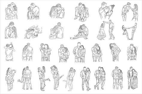 Friends Line Art, Lovers Line Art, Ink Scape, Women Line Art, Illustration Software, Romantic Lovers, Couple In Love, Love Romantic, Happy Together