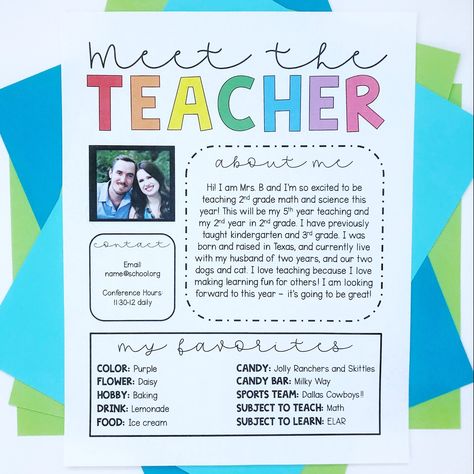 Free meet the teacher printable - editable for back to school, meet the teacher night Teacher Introduction Letter, Teacher Introduction, Meet The Teacher Template, How To Make Something, Letter Templates Free, First Year Teaching, Letter To Teacher, Teacher Templates, Teacher Conferences