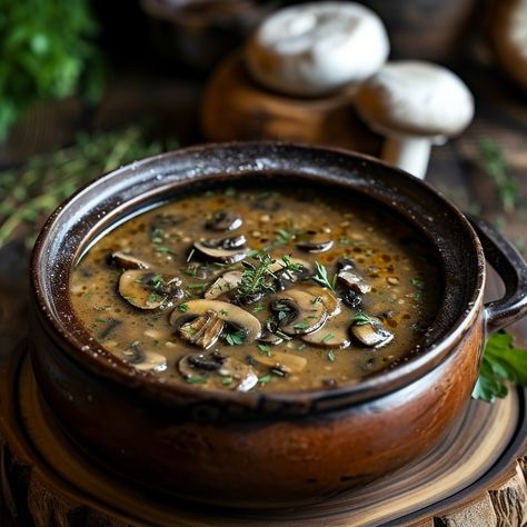 Mushroom soup bowl Homemade Mushroom Soup, Mushroom Wine Sauce, Spicy Mushroom, Soup Lovers, Mushroom Recipes Healthy, Mushroom Risotto Recipes, Mushroom Varieties, Mushroom Stew, Mushroom Soup Recipes