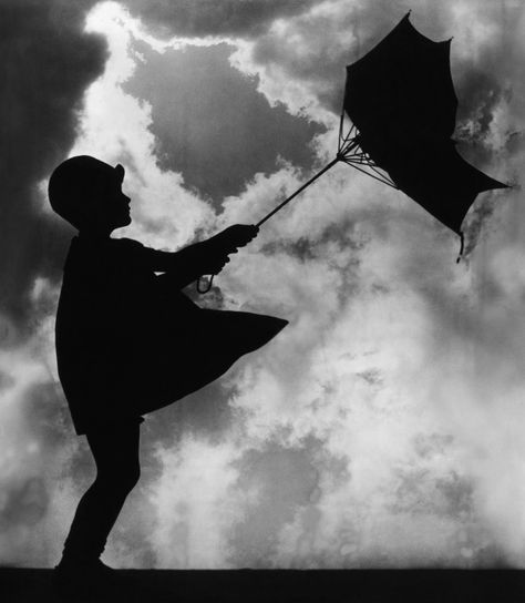 blowin' away Holding An Umbrella, Blowin' In The Wind, Shadow Silhouette, Illustration Manga, Singing In The Rain, The Windy City, Windy Day, Dancing In The Rain, Black White Photos