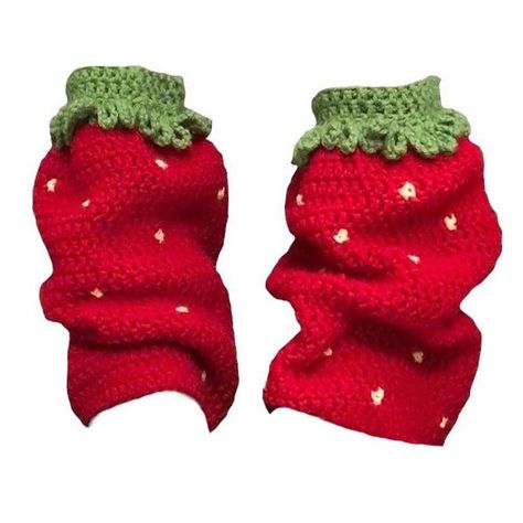 Material: Acrylic Funky Leg Warmers, Leg Warmers Plus Size, Strawberry Leg Warmers, Crochet Leg Warmers Free Pattern, Y2k Socks, Strawberry Knit, Socks Y2k, Strawberry Clothing, Strawberry Things